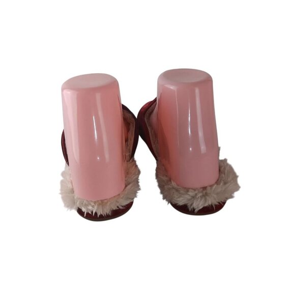 Birdies Women's The Phoebe Slip-On Mules Wild Berry   Red Velvet Faux Fur Sz 6 - Picture 5 of 9
